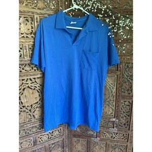 Vintage Anvil Polo Shirt Mens XL Royal Blue Pocket Short Sleeve Made in USA 90s